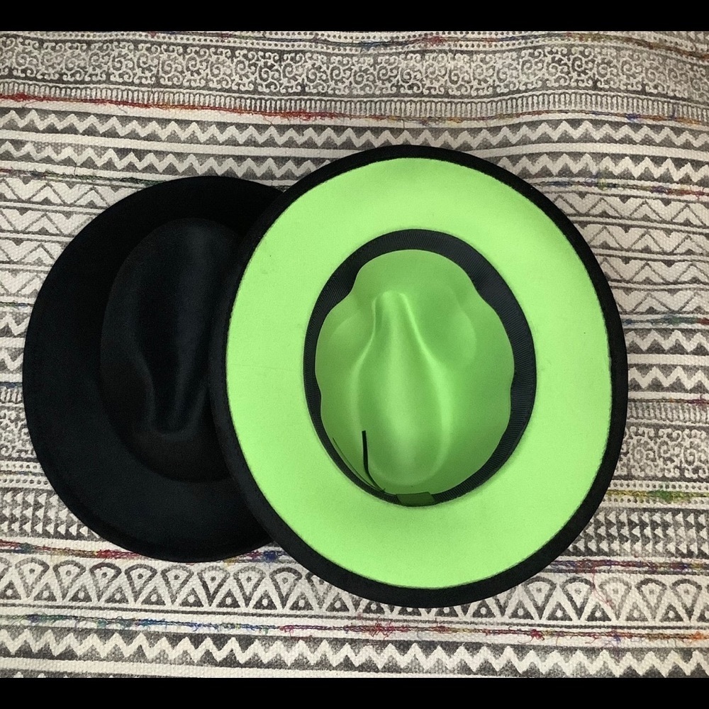 Black Fedora/ Lime Green Bottom
